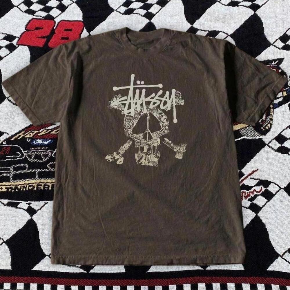 Gildan Brown T Shirt Brown Stussy T Shirt With White Graphic
